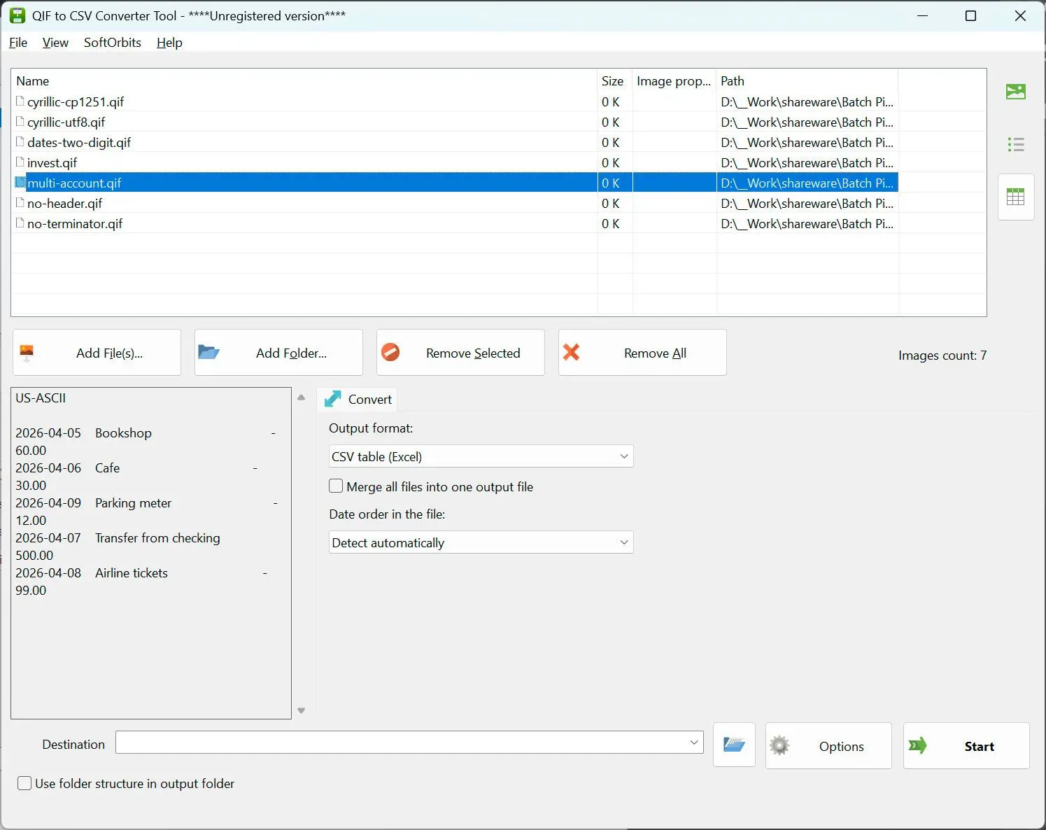 QIF to QBO Converter Capture d