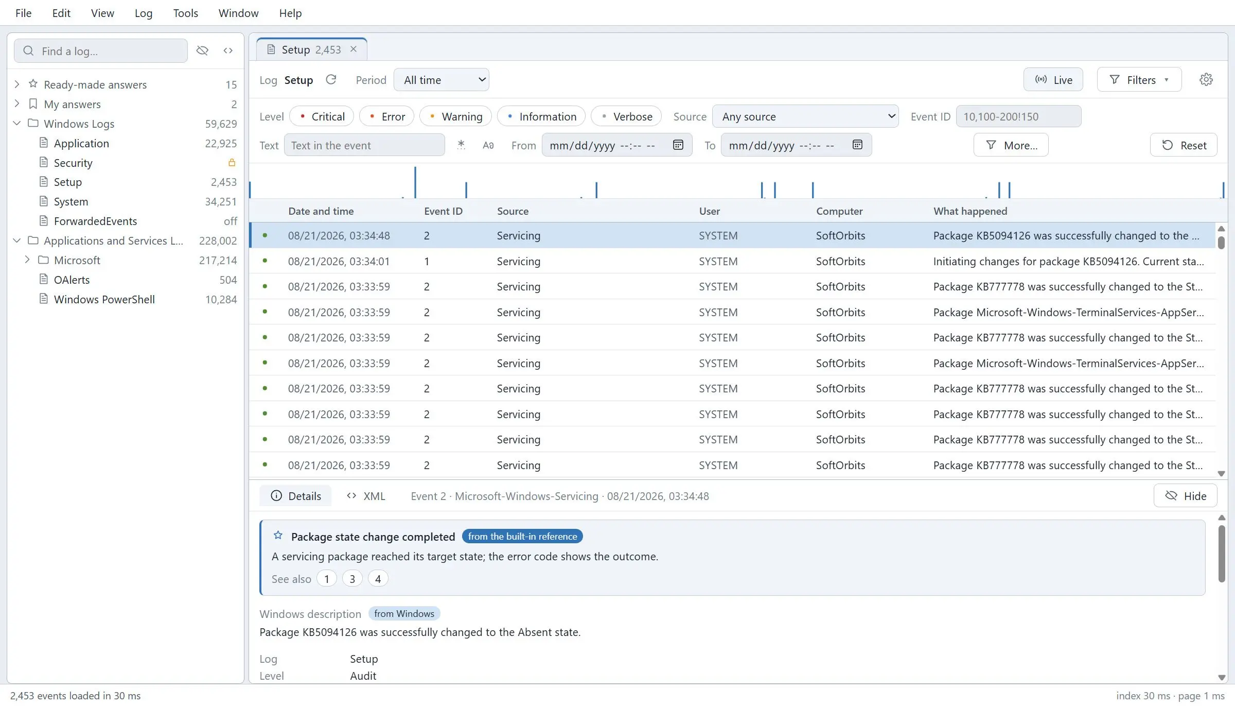 Windows Event Log Viewer Capture d