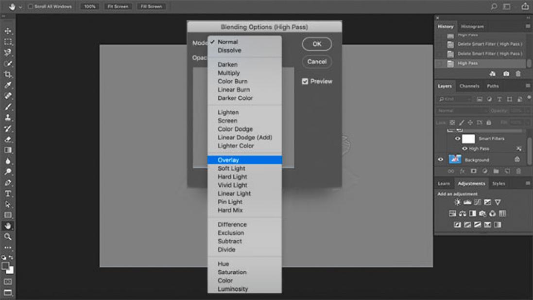 deblur dans Photoshop en utilisant la superposition.